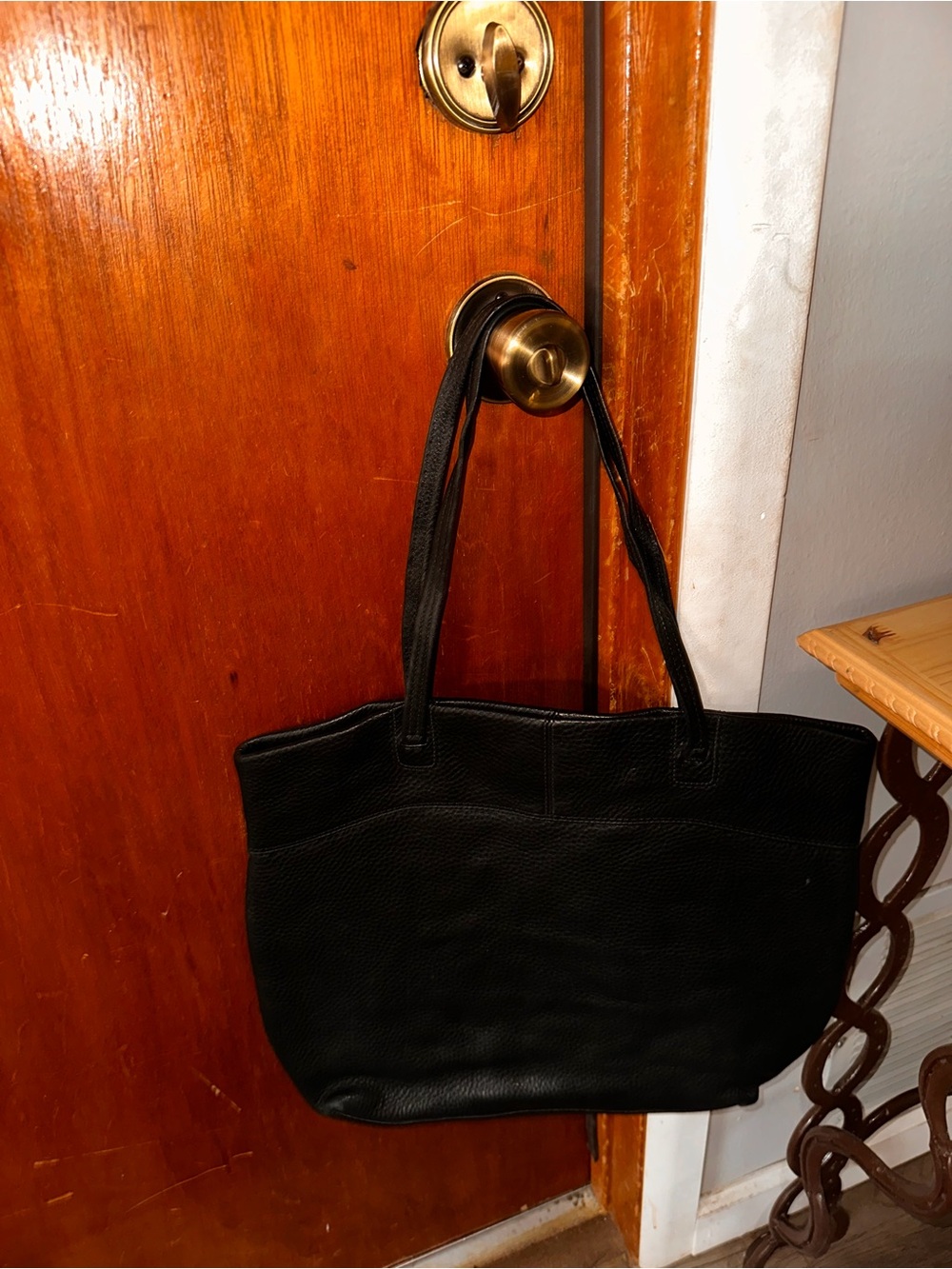 COACH Black Pebbled Leather Tote with Raised Signature Emblem - Picture 7 of 7